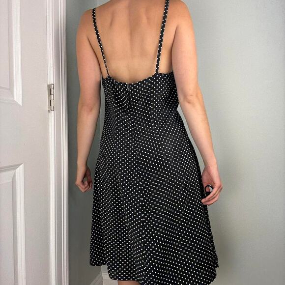 Black white polka dot midi dress vintage with spaghetti straps a-line - Picture 8 of 8